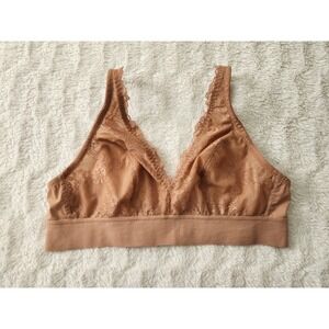 Glamorise Bramour Brown Lace Bralette Bra 7013 Mesh Unlined Wireless 38C